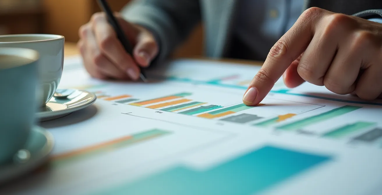 Profesional de ventas analizando pipeline con enfoque macro de documentos