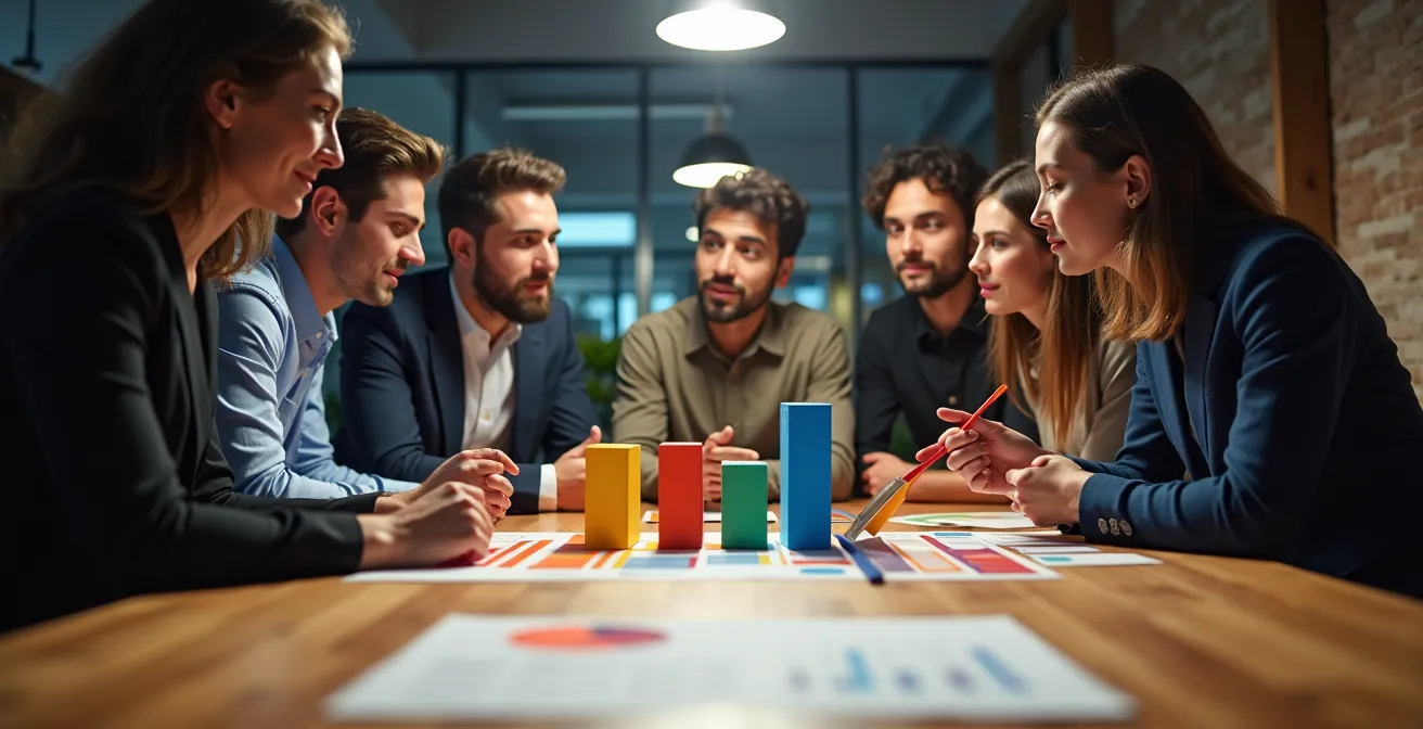 Equipo de ventas analizando métricas en reunión estratégica