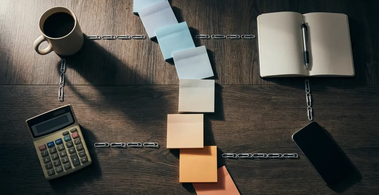 Visualización abstracta de flujo de trabajo automatizado con conexiones entre aplicaciones