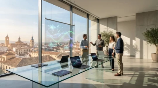 Estrategia de autoridad de marca E-E-A-T con elementos digitales y profesionales