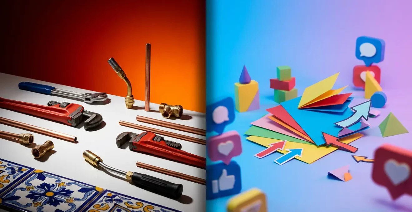 Comparación visual entre Google Ads y Facebook Ads para servicios urgentes en España