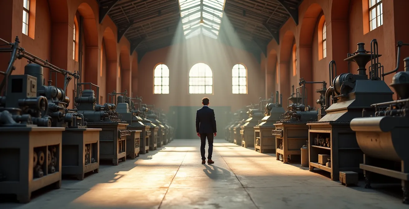 Consultor analizando procesos en fábrica tradicional española