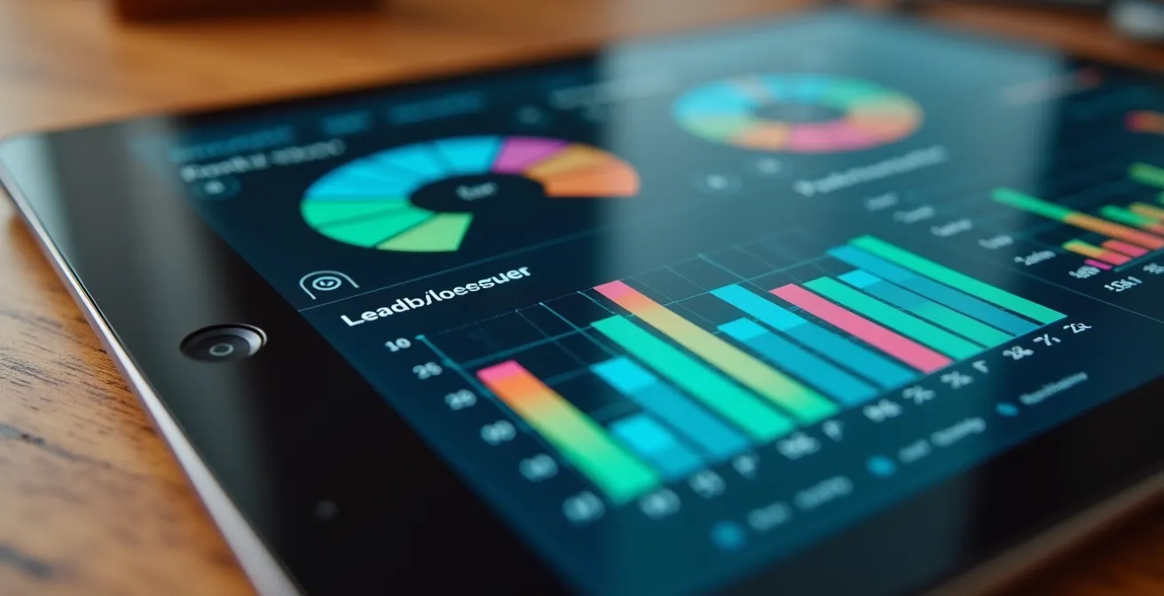 Vista macro de un dashboard de lead scoring con métricas y gráficos en tiempo real