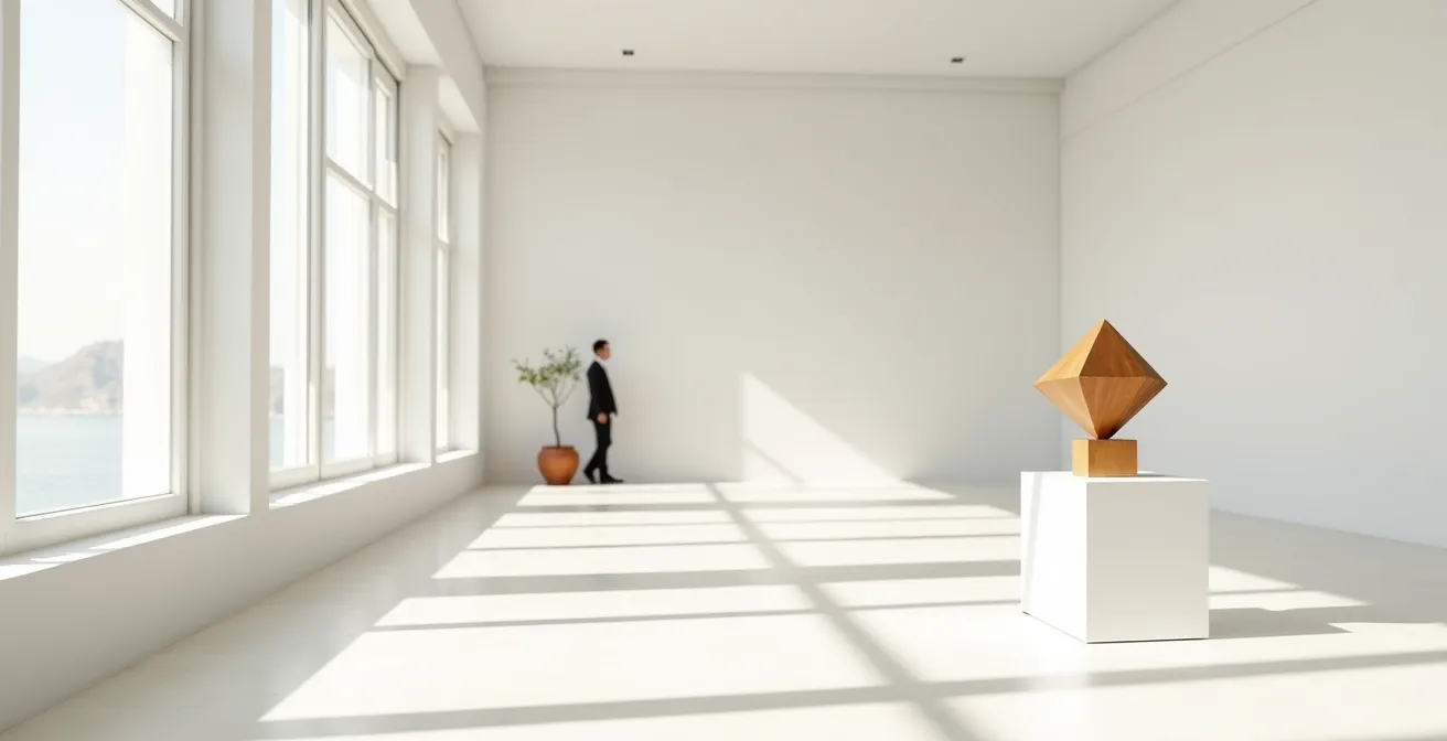 Composición minimalista representando equilibrio y perspectiva en métricas