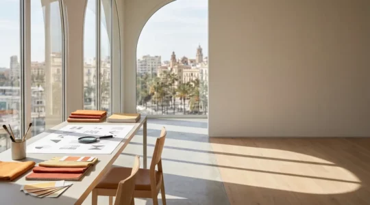 Evaluación profesional de identidad visual y logos en España con elementos de diseño contemporáneo