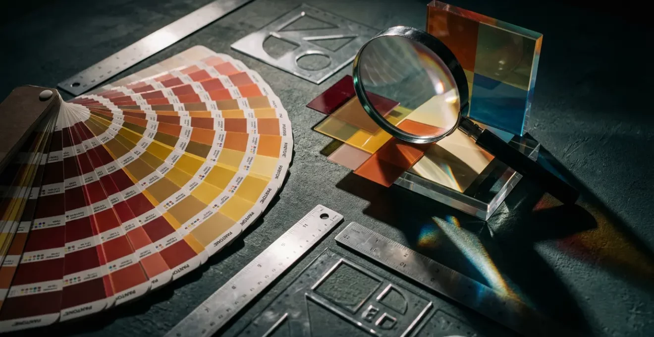 Manual de marca profesional con muestras de color y especificaciones técnicas