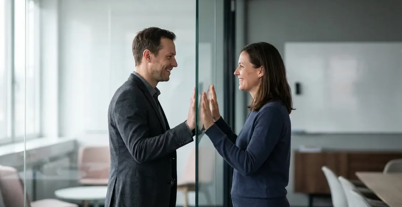 Profesionales conectando a través de videollamada con gestos empáticos y comunicación efectiva