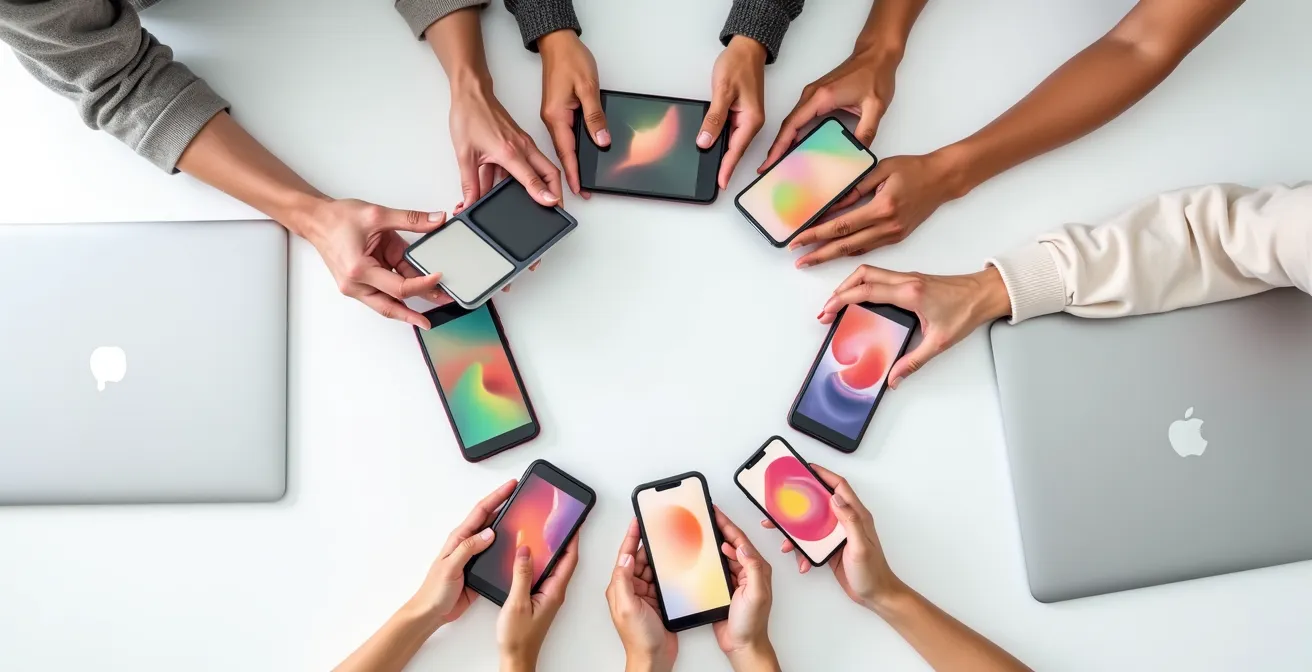 Representación visual del recorrido no lineal del cliente entre múltiples dispositivos